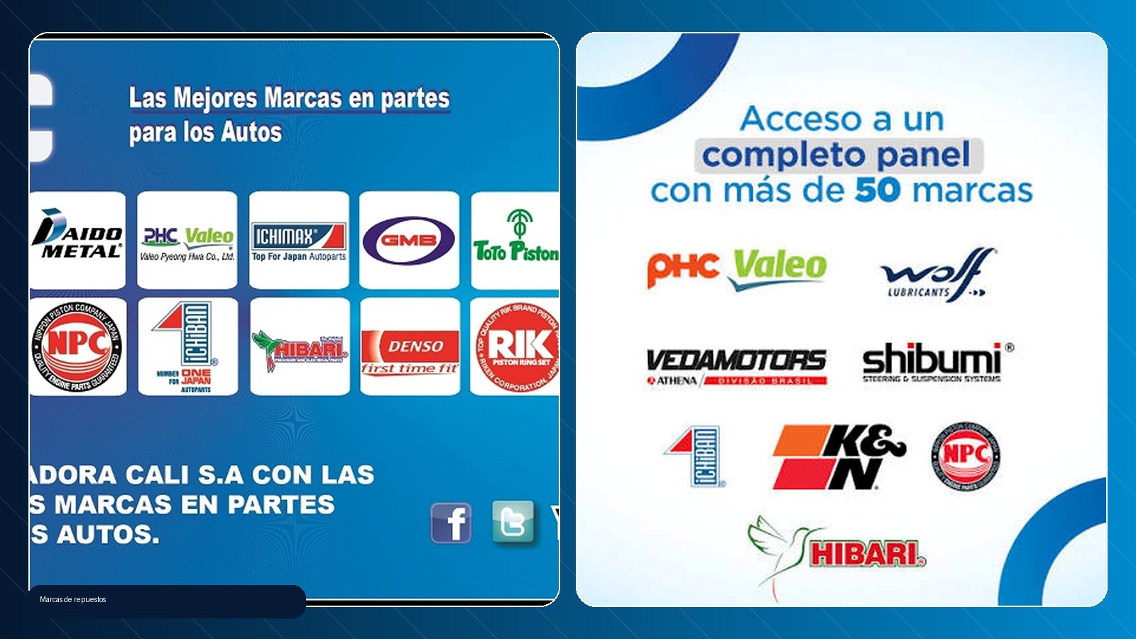 Portafolio visual de marcas de repuestos de Impocali